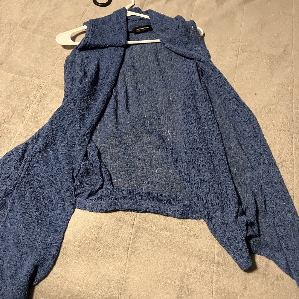 Blue Knit Sleeveless Cardigan
